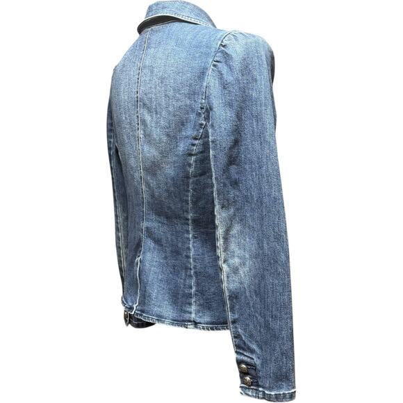 INC International Concepts Puff Shoulder Denim Jean Jacket Large - Picture 5 of 6